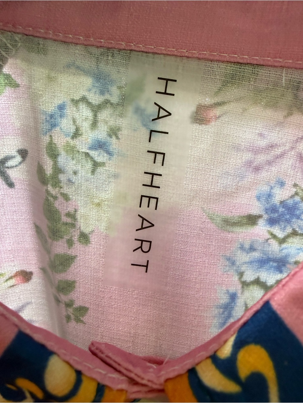 Halfheart Tropical Botanical Belted Shirt Dress Pink Midi Size M - Picture 2 of 6